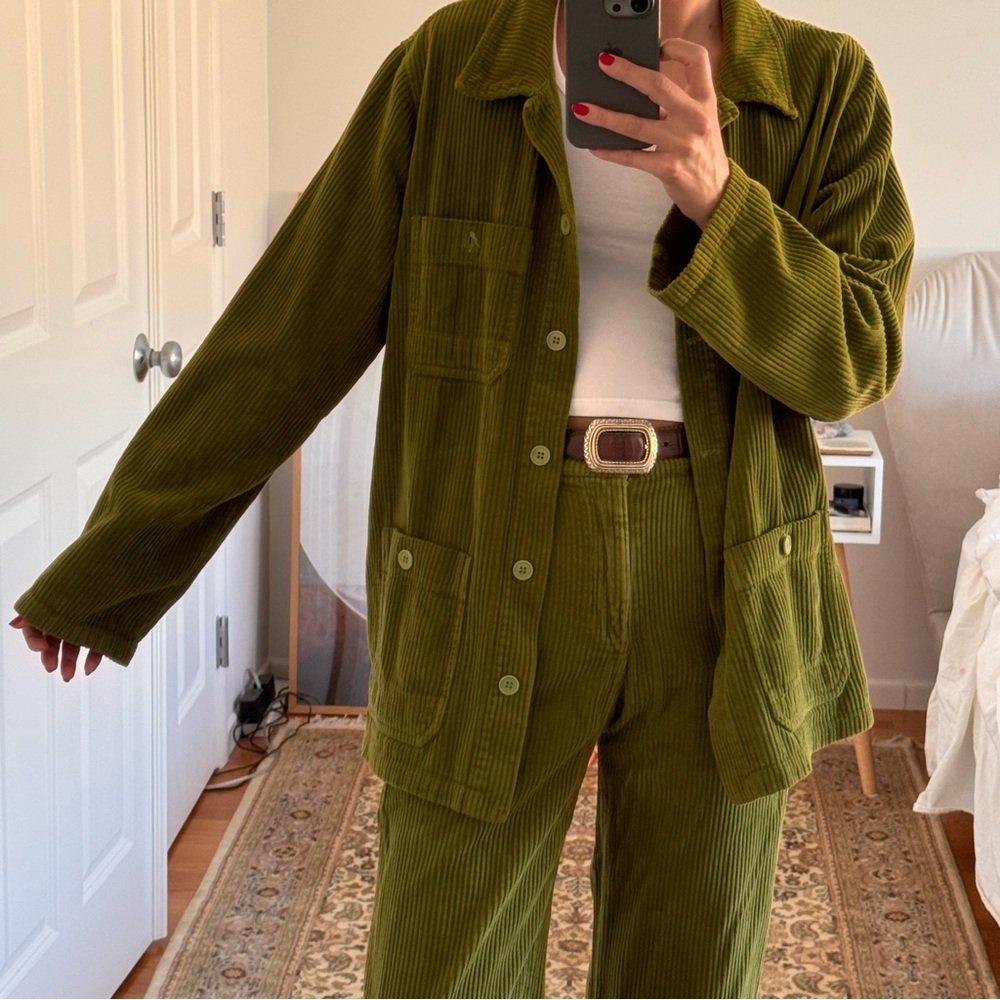 La Causa green corduroy set (jacket and pants). Size small